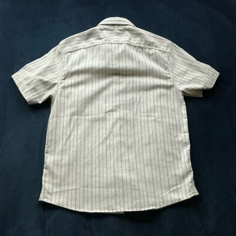 BANANA REPUBLIC COTTON-LINEN SHIRT‎ in Light Grounded Stripe